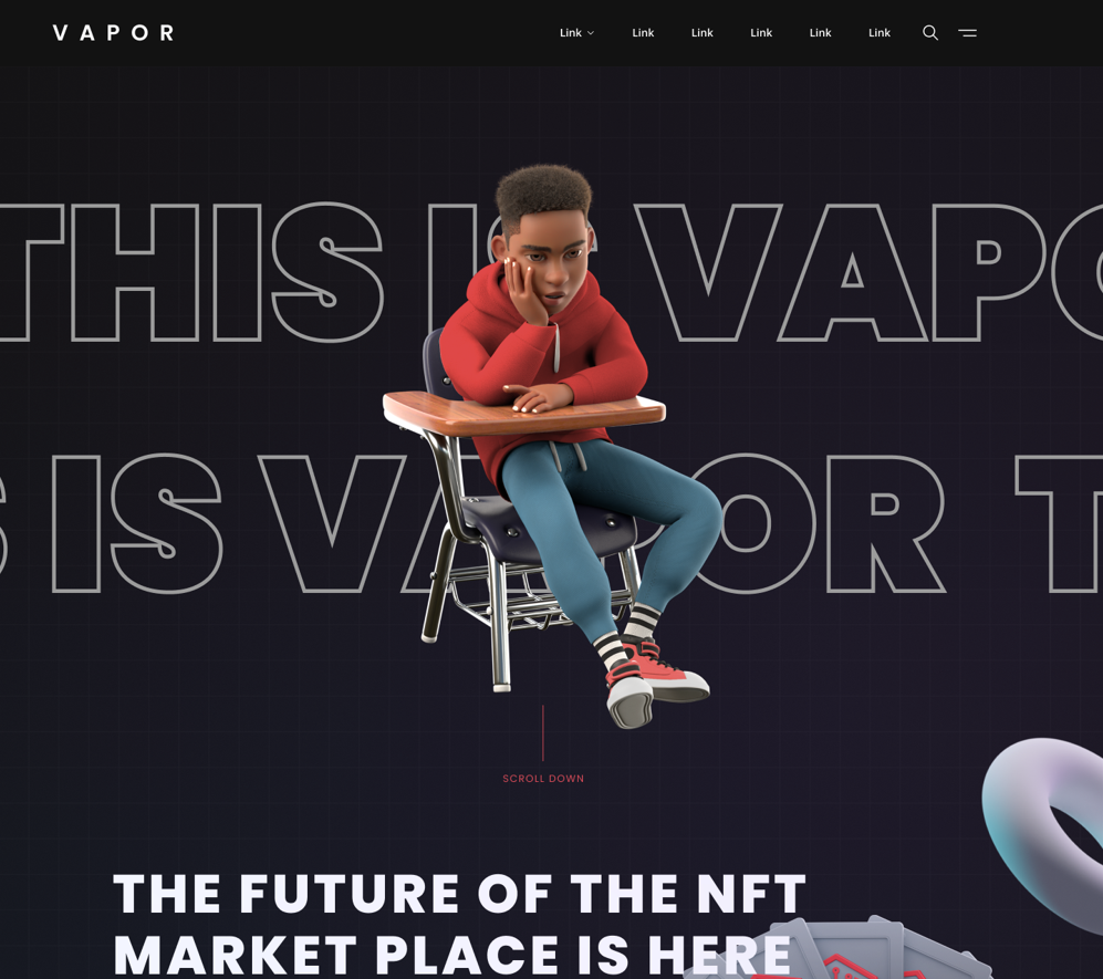 Portfolio Piece: Vapor - NFT Marketplace, web Design by Bloom Technologies